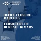 Office Closed March 16, 2026