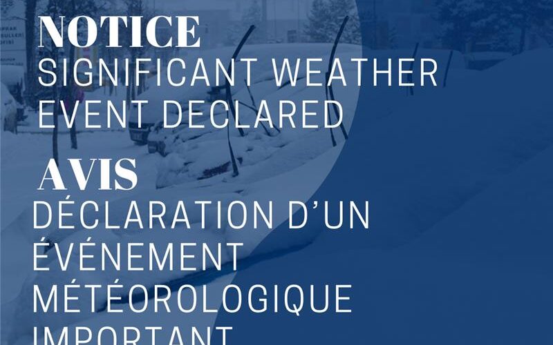 Notice: Significant Weather Event Declared